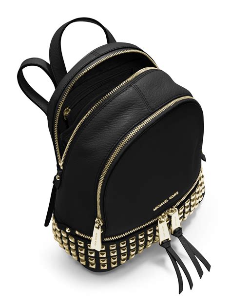 michael kors rhea black leather backpack|Michael Kors rhea large backpack.